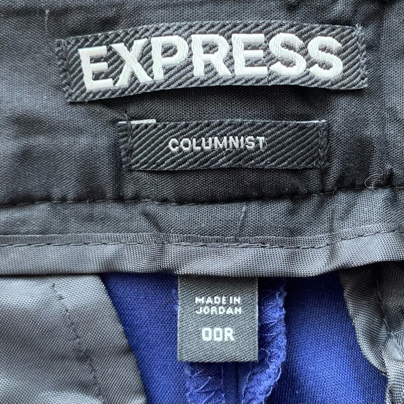 EXPRESS Columnist Mid Rise Dress Pants in Blue - Picture 7 of 8
